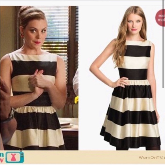 Kate Spade “Carolyn” cream white and black striped colorblock dress 6 NWT - Picture 2 of 5